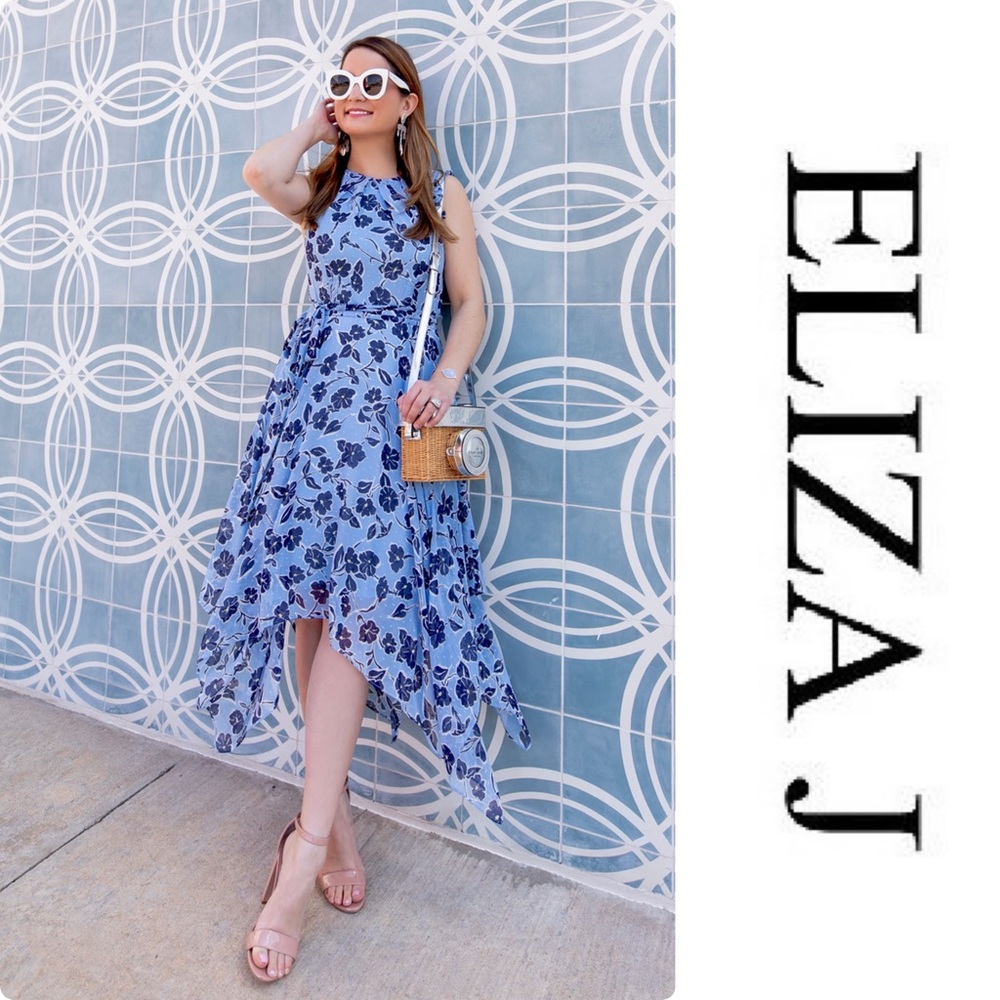 Eliza J Floral Handkerchief Hem Dress